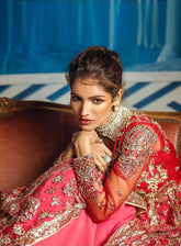 Mushq Stardust Exclusive Wedding Embroidered Net 3 Piece Unstitched Suit MQ24SW D-08 RED CARPET